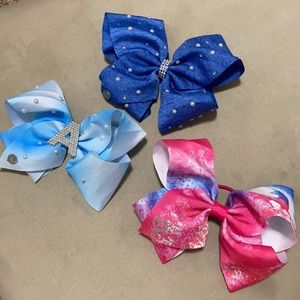 3 JoJo Siwa bows pink blue denim A